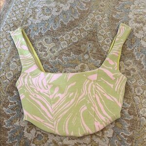 Pink and Green Women's Top